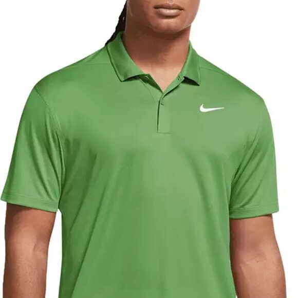 NWT Nike Mens Large Dri-FIT Ribbed Collar Standart Fit Solid Green Golf Polo - Picture 1 of 9